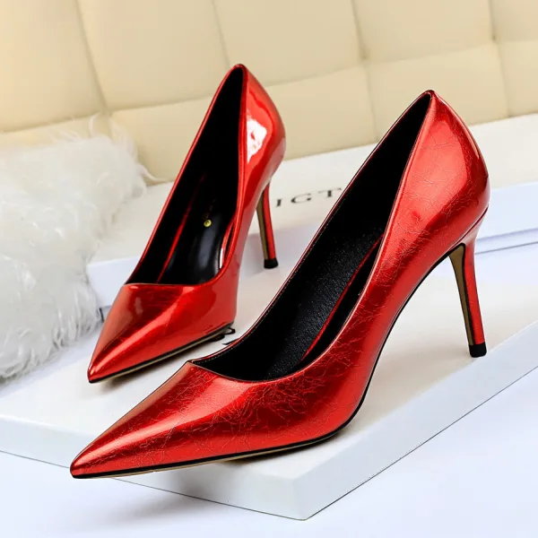 Vintage Dunkelgrün Abend Pumps 2020 8 cm Stilettos Spitzschuh Pumps