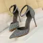 Charmant Rougissant Rose Soirée Faux Diamant Chaussures Femmes 2020 Perlage Bride Cheville 10 cm Talons Aiguilles À Bout Pointu Talons