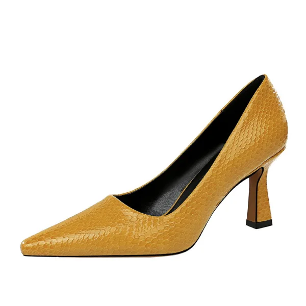 Modest / Simple Red Street Wear Pumps 2020 Snakeskin Print 7 cm Stiletto Heels Pointed Toe Pumps