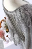 Luxe Gris Fait main Perlage Robe De Soirée 2020 Princesse Col v profond Cristal Faux Diamant En Dentelle Fleur Manches Longues Train De Balayage Robe De Ceremonie