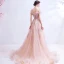 Mode Perle Rose Robe De Soirée 2021 Princesse De l'épaule Glitter Perlage Faux Diamant Paillettes Sans Manches Dos Nu Train De Balayage Robe De Ceremonie