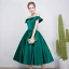 Modest / Simple Burgundy Prom Dresses 2018 A-Line / Princess Off-The-Shoulder Backless Sleeveless Tea-length Formal Dresses