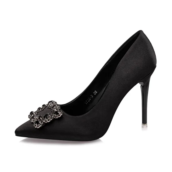 Prisvärd Röd Afton Pumps 2020 Rhinestone 10 cm Stilettklackar Spetsiga Pumps