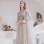 Charming High-end Grey Evening Dresses  2021 A-Line / Princess Scoop Neck Beading Rhinestone Sequins Sleeveless Floor-Length / Long Evening Party Formal Dresses