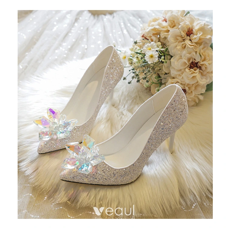 Crystal on sale bridal shoes