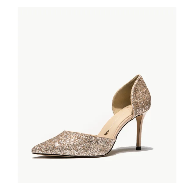 Sparkly Black Evening Party Womens Shoes 2020 Sequins 8 cm Stiletto Heels Pointed Toe Heels