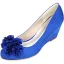 Chic / Beautiful Champagne Prom Womens Shoes 2020 Satin Appliques 6 cm Wedges Pointed Toe