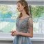 Scintillantes Bleu Ciel Robe De Graduation 2021 Princesse Encolure Dégagée Perlage Gland Paillettes Sans Manches Dos Nu Thé Longueur Soirée Robe De Ceremonie