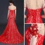 Style Chinois Rouge Transparentes Robe De Soirée 2018 Trompette / Sirène Encolure Dégagée Manches Courtes Paillettes Perlage Tribunal Train Dos Nu Robe De Ceremonie