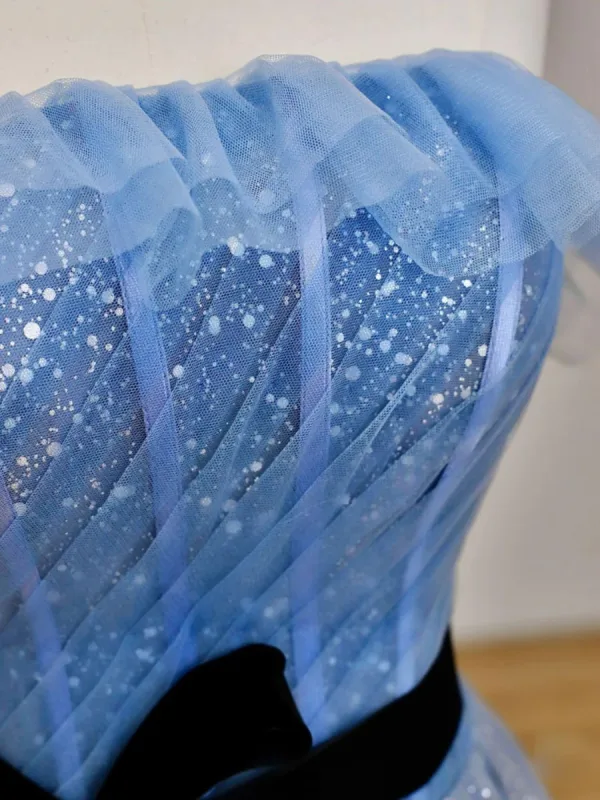 Charmant Bling Bling Himmelblau Pailletten Ballkleider 2024 A Linie Bandeau Ärmellos Schleife Stoffgürtel Rückenfreies Lange Festliche Kleider