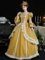 Vintage / Retro Medieval Bling Bling Yellow Prom Dresses Prom Dresses 2024 3D Lace Floor-Length / Long U-Neck Long Sleeve Ball Gown Cosplay Prom Formal Dresses