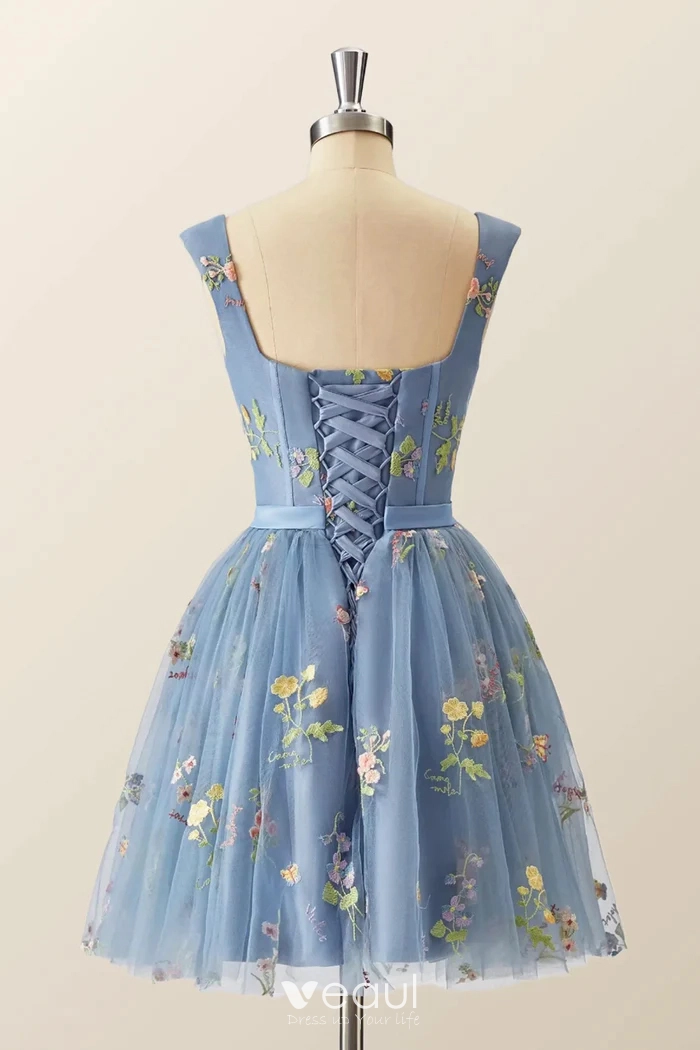blue dress for baby girl Romantic Floral Lace Embellished A-Line Graduation Dress w/ Charming L –  smcfashion.com main image 1