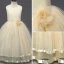 Chic / Beautiful Candy Pink Flower Girl Dresses 2017 A-Line / Princess U-Neck Appliques Lace Butterfly Wedding