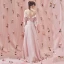 Amazing / Unique Sweep Train Blushing Pink Evening Dresses  2018 A-Line / Princess V-Neck Chiffon Long Sleeve Puffy Backless Formal Dresses