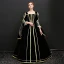 Vintage / Retro Black Floor-Length / Long Prom Dresses 2018 Lace-up 3/4 Sleeve U-Neck Printing Prom Ball Gown Evening Dresses