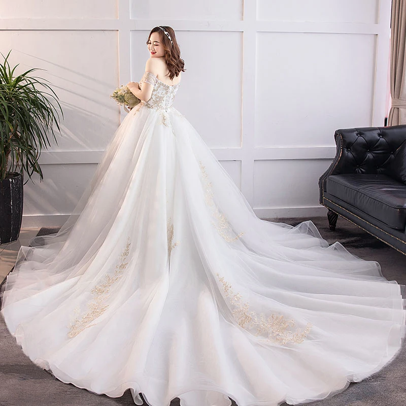 backless wedding dresses plus size V-neck Lace Tulle Wedding Dresses, Bridal Gown With Bones, Backless We –  ClaireBridal main image 0