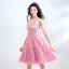 Chic / Beautiful Candy Pink Graduation Dresses 2018 A-Line / Princess U-Neck Tulle Appliques Beading Feather Sequins Homecoming Cocktail Party Formal Dresses