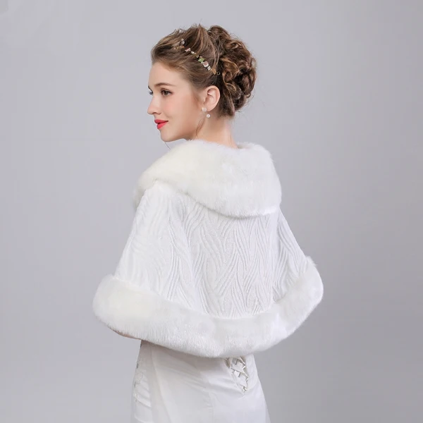 White Winter Faux Fur Striped Prom Evening Party Wedding Shawls 2017