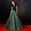 Luxury / Gorgeous Green Evening Dresses  2018 A-Line / Princess Lace Backless Pierced Floor-Length / Long Evening Party Formal Dresses