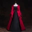 Vintage / Retro Medieval Gothic Red Black Ball Gown Prom Dresses 2021 Square Neckline Long Sleeve Floor-Length / Long Lace Satin Cosplay Prom Formal Dresses
