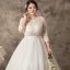 Unique Weiß Übergröße Ballkleid Brautkleider / Hochzeitskleider 2019 Tülle Spitze U-Ausschnitt Applikationen Rückenfreies Handgefertigt Kapelle-Schleppe Hochzeit