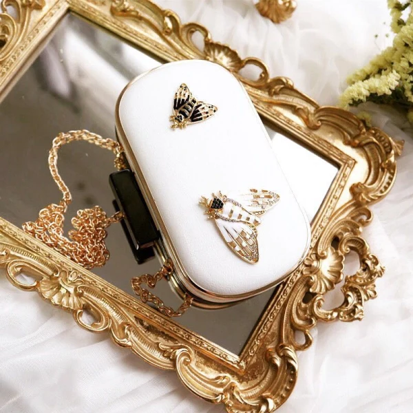 Chic / Beautiful 2017 White Leaf Rhinestone PU Beach Church Outdoor / Garden Clutch Bags