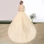 Luxe Princesse Robe De Mariée 2017 Champagne Bretelles croisées Lanières Chapel Train Organza Encolure Dégagée Mariage Manches Longues