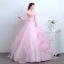 Snygga / Fina 2017 Rodnande Rosa Bröllopsklänningar Spets Appliqués Halterneck Korsett Strappy Prinsessa Bröllop Balklänningar