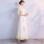 Chinese style Champagne Evening Dresses  2018 A-Line / Princess High Neck Lace-up Tulle Appliques Backless Evening Party Formal Dresses