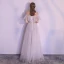 Sparkly White Floor-Length / Long Evening Dresses  2018 A-Line / Princess Tulle Backless Beading Pearl Strapless Evening Party Formal Dresses