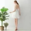 Sparkly White Graduation Dresses 2018 A-Line / Princess Tulle V-Neck Striped Backless Homecoming Formal Dresses