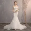 Amazing / Unique White Trumpet / Mermaid Wedding Dresses 2019 Lace Tulle Appliques Backless Embroidered Strapless Court Train Church Wedding