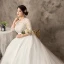 Unique Weiß Übergröße Ballkleid Brautkleider / Hochzeitskleider 2019 Tülle Spitze U-Ausschnitt Applikationen Rückenfreies Handgefertigt Kapelle-Schleppe Hochzeit