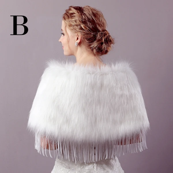 White Winter Lace-up Faux Fur Wedding Prom Shawls 2017