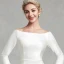 Classic Elegant White Wedding Dresses 2020 Trumpet / Mermaid Off-The-Shoulder Long Sleeve Satin Covered Button Sweep Train Wedding