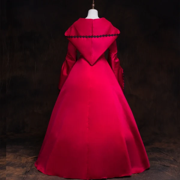 Vintage / Retro Medieval Gothic Red Black Ball Gown Prom Dresses 2021 Square Neckline Long Sleeve Floor-Length / Long Lace Satin Cosplay Prom Formal Dresses