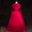 Vintage / Retro Medieval Gothic Red Black Ball Gown Prom Dresses 2021 Square Neckline Long Sleeve Floor-Length / Long Lace Satin Cosplay Prom Formal Dresses