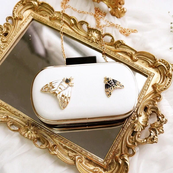 Chic / Beautiful 2017 White Leaf Rhinestone PU Beach Church Outdoor / Garden Clutch Bags