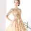 Luxe Princesse Robe De Mariée 2017 Champagne Bretelles croisées Lanières Chapel Train Organza Encolure Dégagée Mariage Manches Longues