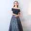 Schöne Marineblau Ballkleider 2017 Bandeau Mit Spitze Applikationen Rückenfreies Stickerei Riemchen Drucken Abendkleider