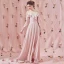 Amazing / Unique Sweep Train Blushing Pink Evening Dresses  2018 A-Line / Princess V-Neck Chiffon Long Sleeve Puffy Backless Formal Dresses