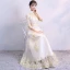 Chinese style Champagne Evening Dresses  2018 A-Line / Princess High Neck Lace-up Tulle Appliques Backless Evening Party Formal Dresses