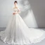 Luxe Blanche Cathedral Train Mariage 2018 Tulle Lacer Bustier Perlage Appliques Dos Nu Robe Boule Robe De Mariée