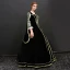 Vintage / Retro Black Floor-Length / Long Prom Dresses 2018 Lace-up 3/4 Sleeve U-Neck Printing Prom Ball Gown Evening Dresses