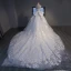 Luxe Blanche Cathedral Train Mariage 2018 Bretelles croisées Lacer Tulle Dos Nu Perlage Brodé Robe Boule Robe De Mariée