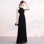 Amazing / Unique Black Evening Dresses  2018 Floor-Length / Long Chiffon Halter Beading Appliques Rhinestone Red Carpet Dating Trumpet / Mermaid Formal Dresses