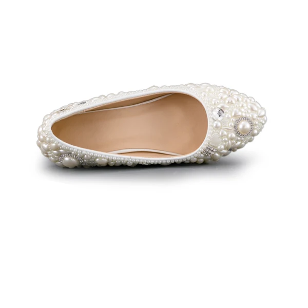 Chic / Belle Blanche Mariage Perlage Cristal Perle Chaussure De Mariée 2018
