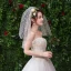 Sparkly Bling Bling Gold Wedding Appliques Lace Tulle Short Wedding Veils 2019