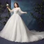 Simple Blanche Grande Taille Robe De Mariée 2019 Tulle Appliques Dos Nu Perlage Fait main Chapel Train