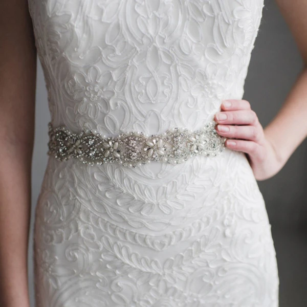 Modern / Fashion Ivory Wedding Sash 2020 Satin Metal Beading Crystal Pearl Rhinestone Bridal Prom Accessories
